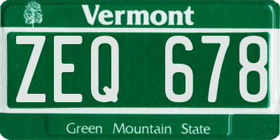 VT license plate ZEQ678