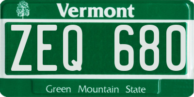 VT license plate ZEQ680