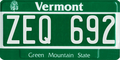 VT license plate ZEQ692