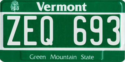 VT license plate ZEQ693