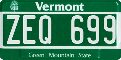 VT license plate ZEQ699