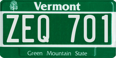 VT license plate ZEQ701