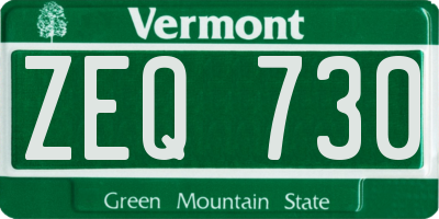 VT license plate ZEQ730