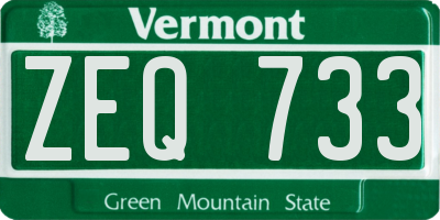 VT license plate ZEQ733