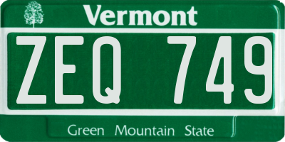 VT license plate ZEQ749