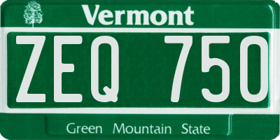 VT license plate ZEQ750
