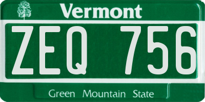 VT license plate ZEQ756