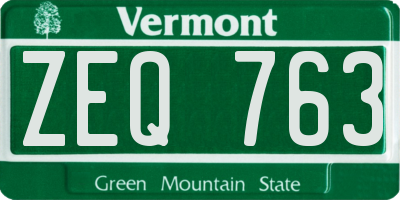 VT license plate ZEQ763