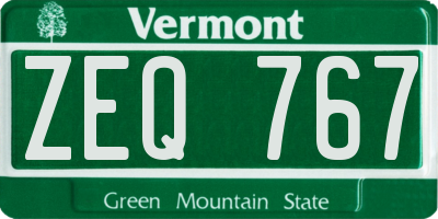 VT license plate ZEQ767