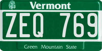 VT license plate ZEQ769