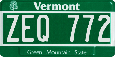 VT license plate ZEQ772
