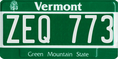 VT license plate ZEQ773