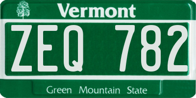 VT license plate ZEQ782