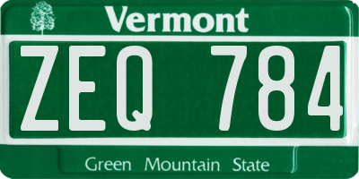 VT license plate ZEQ784
