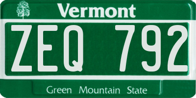 VT license plate ZEQ792