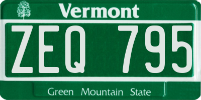 VT license plate ZEQ795