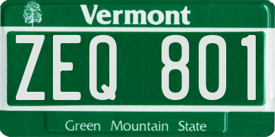 VT license plate ZEQ801