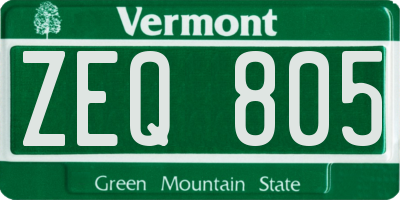 VT license plate ZEQ805