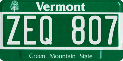 VT license plate ZEQ807