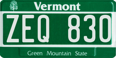 VT license plate ZEQ830
