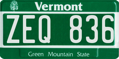 VT license plate ZEQ836