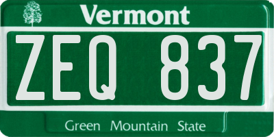 VT license plate ZEQ837