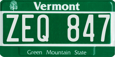 VT license plate ZEQ847
