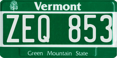 VT license plate ZEQ853