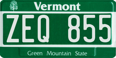 VT license plate ZEQ855