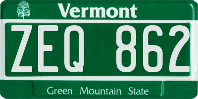 VT license plate ZEQ862