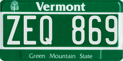 VT license plate ZEQ869