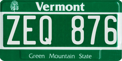 VT license plate ZEQ876