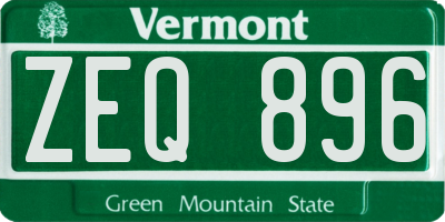 VT license plate ZEQ896
