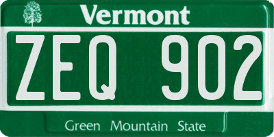 VT license plate ZEQ902