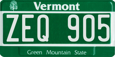 VT license plate ZEQ905
