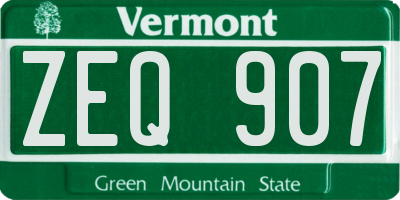 VT license plate ZEQ907