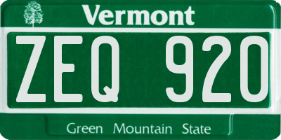 VT license plate ZEQ920