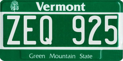 VT license plate ZEQ925