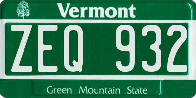 VT license plate ZEQ932