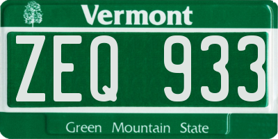 VT license plate ZEQ933