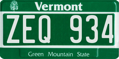 VT license plate ZEQ934