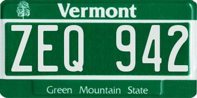 VT license plate ZEQ942