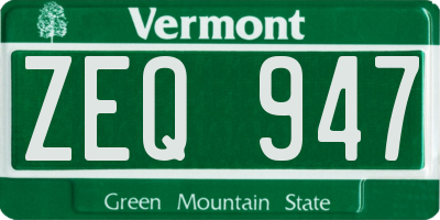 VT license plate ZEQ947
