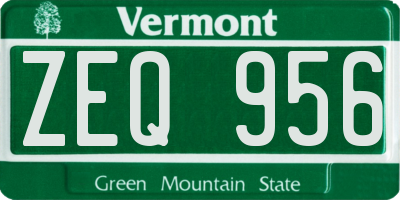 VT license plate ZEQ956