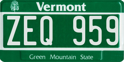 VT license plate ZEQ959
