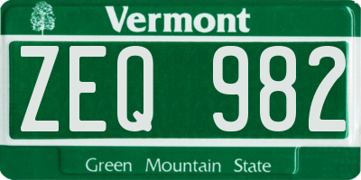 VT license plate ZEQ982