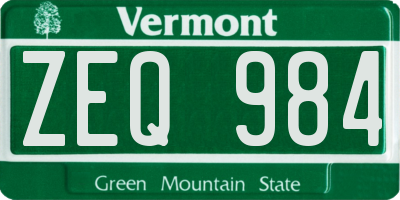 VT license plate ZEQ984