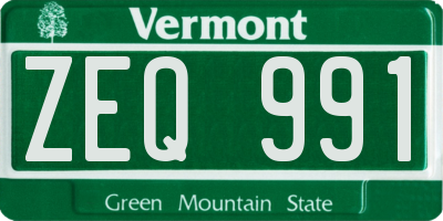 VT license plate ZEQ991