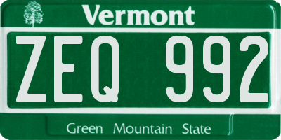 VT license plate ZEQ992