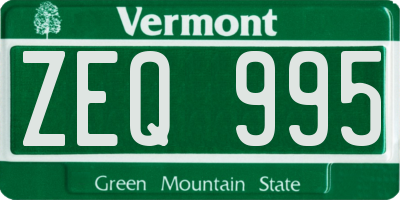 VT license plate ZEQ995